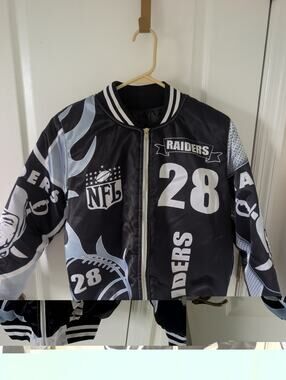 DIMI ROGUE Raiders #28 NFL Black Bomber Jacket Youth Size L (14-16) Roman #71